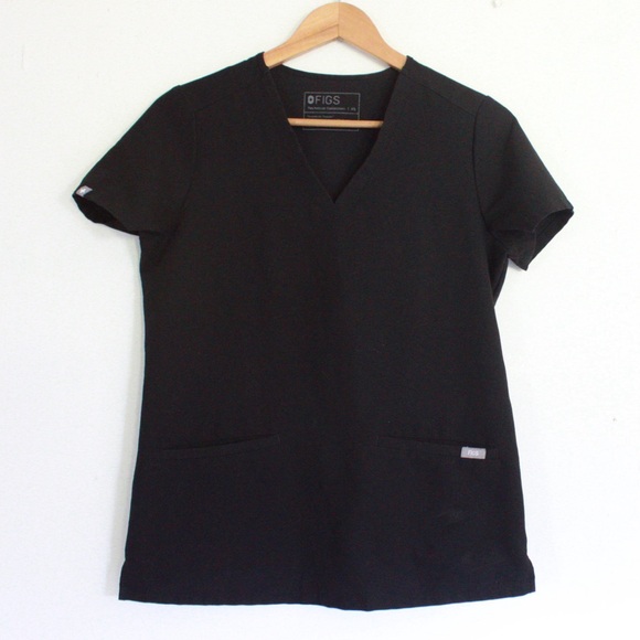 Figs Tops - Figs Casma Black Scrub Top XS